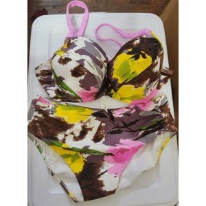 NWOT Sielei 8 (US) Watercolor High Waisted Bikini Swim Top & Bottom 110537